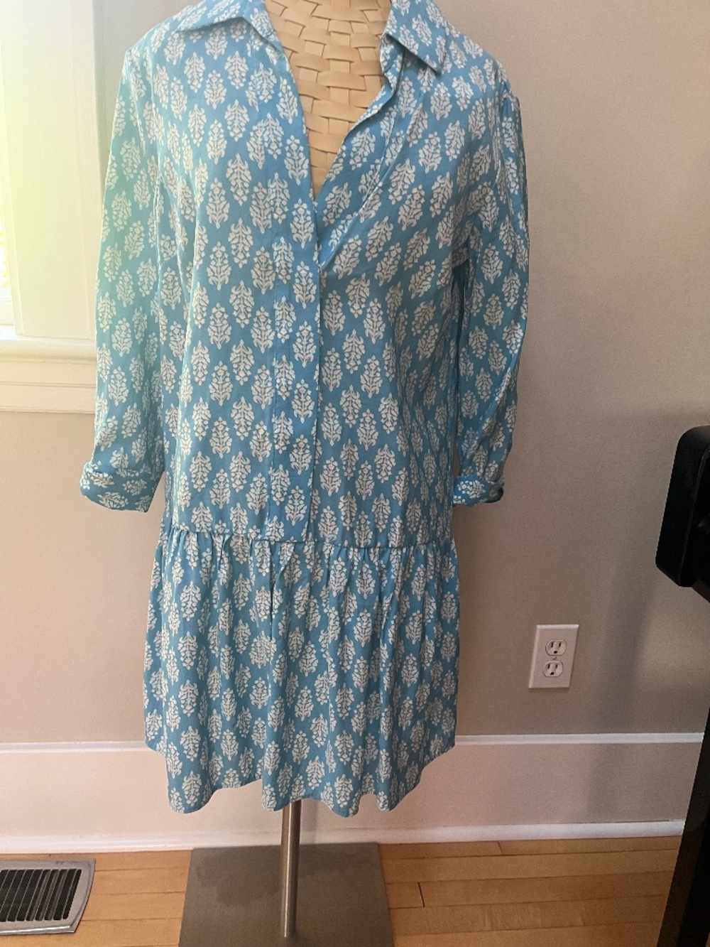 NWT Zara printed shirt dress 3/4 sleeve, Size XS